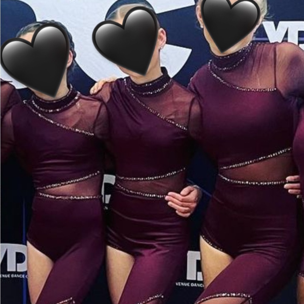 Weissman dance costume - maroon - custom rhinestones added!
